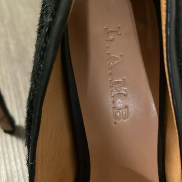 L.A.M.B Black Dyed Calf Hair Nikko Platform Heels Sz 6 - Picture 7 of 16